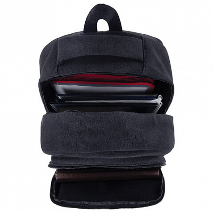 Рюкзак BRAUBERG DELTA универсальный, 2 отделения, холщовый, "Pulse", темно-серый, 44х30х14 см, 225296