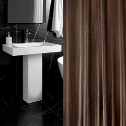 Шторка для ванной ПОЛИЭСТЕР, 180х200 см, кольца в комплекте, КОРИЧНЕВЫЙ БРИЛЛИАНТ, PRIMILA (ПРИМИЛА), 700097