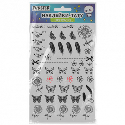 Наклейки-тату переводные "Ассорти", 29х15,5 см, ассорти 12 видов, FUNSTER (ФАНСТЕР), 666106