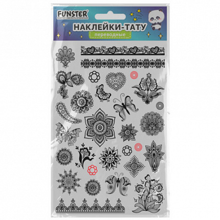 Наклейки-тату переводные "Ассорти", 29х15,5 см, ассорти 12 видов, FUNSTER (ФАНСТЕР), 666106
