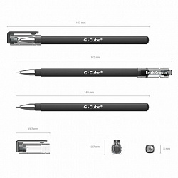 Ручка гелевая ERICH KRAUSE "G-cube", ЧЕРНАЯ, корпус черный, игольчатый узел 0,5 мм, линия письма 0,4 мм, 46447
