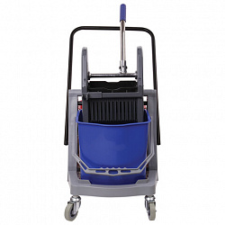 Тележка уборочная BRABIX, 2 съемных ведра 17 л, механический отжим, пластиковый каркас, 606660