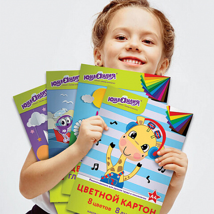 Картон цветной А4 2-сторонний МЕЛОВАННЫЙ EXTRA 7 цветов папка, ЮНЛАНДИЯ, 200х290 мм, "ФЛАМИНГО", 111318