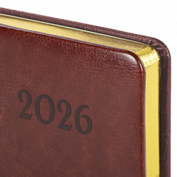 Ежедневник датированный 2026, А5, 138x213 мм, BRAUBERG "Cayman", под кожу, черный/коричневый, 117045