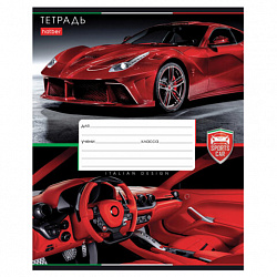 Тетрадь 12 л., HATBER клетка, обложка картон, "В мире авто" (микс в спайке), 080067, 12Т5В1