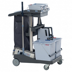 Тележка уборочная VILEDA "ВолеоПро", ведра 2х25 л, 2х6 л, вертикальный отжим, чехол для мусорного мешка на 70 л, 145119