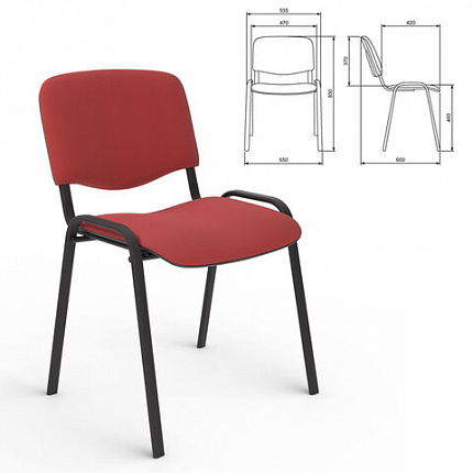 Стул для персонала и посетителей "ИЗО", черный каркас, ткань черно-красная, В-9/С-16
