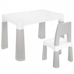 Стол детский + стул BRABIX KIDS CS-003, 2-7 лет, пластик белый + серый, 533292