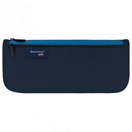 Пенал мягкий BRAUBERG KIDS, 2 отделения, полиэстер, "Dark blue", 22x10x6 см, 273551