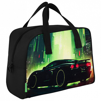 Сумка для занятий BRAUBERG KIDS с ручками, с плечевым ремнем, подкладка, 35x25x15 см, "Зеленый город", 274630
