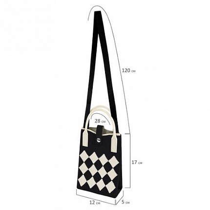 Сумочка-органайзер повседневная HEIKKI KNIT (ХЕЙКИ) кросс боди, вязаная, 17х12х5 см, "Black&White", 273793