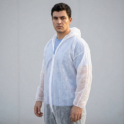 Комбинезон одноразовый с капюшоном, резинка на талии Каспер 30г/м2, 56-58 XXL, с РУ, САНАТОК, 631712
