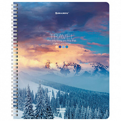 Тетрадь А5 96 л. BRAUBERG, гребень, клетка, обложка картон, "Travel" (микс в спайке), 404426