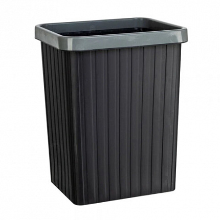 Мусорное ведро КОМПЛЕКТ с ободком-держателем мешков, прямоугольное, 13 литров, черное, LAIMA, 702295