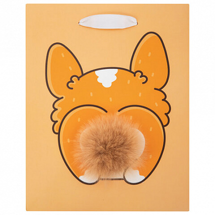 Пакет подарочный (1 штука) 18х10х23 см (M), "Fluffy Tail", ассорти, пушистый хвостик, ЗОЛОТАЯ СКАЗКА, 700810
