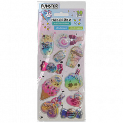 Наклейки объемные "Для девочек" с блестками, 17,5х9 см, ассорти 6 видов, FUNSTER (ФАНСТЕР), 666091