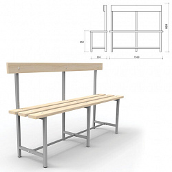 Скамья со спинкой деревянная на металлокаркасе "СТ 5", 1500х350х860 мм