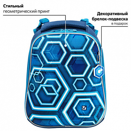 Ранец BRAUBERG PREMIUM, 2 отделения, с брелоком, Techno, 38х29х16 см, 227812