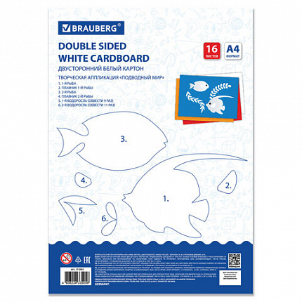 Картон белый А4 МЕЛОВАННЫЙ EXTRA (белый оборот), 16 листов, в папке, BRAUBERG, 200х290 мм, 113561