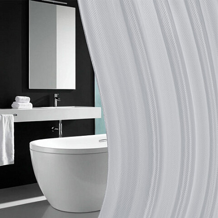 Шторка для ванной ПОЛИЭСТЕР, 180х180 см, кольца в комплекте, СЕРЫЙ БРИЛЛИАНТ, PRIMILA (ПРИМИЛА), 700088