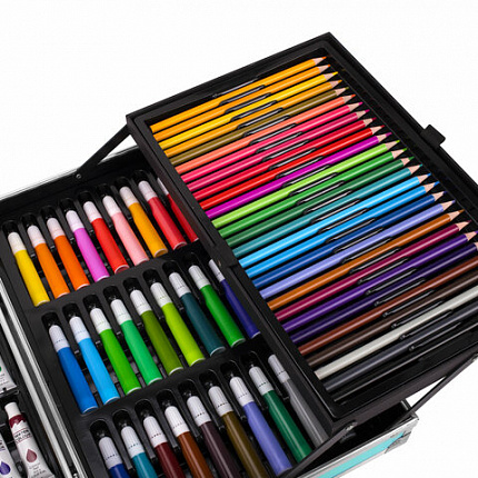 Набор ЮНОГО ХУДОЖНИКА "КОСМОС" для рисования и творчества в кейсе ЮНЛАНДИЯ, 165 предметов, 665671