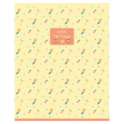 Тетрадь А5 48 л., HATBER, скоба, клетка, обложка картон, тиснение, Цветочный орнамент (микс), 092867, 48Т5тВ1