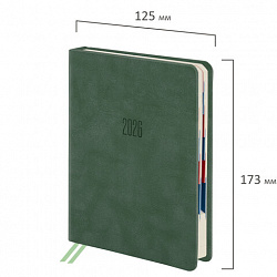 Ежедневник датированный 2026 B6 125х173 мм, GALANT "Vivid", под кожу, зеленый, 117409
