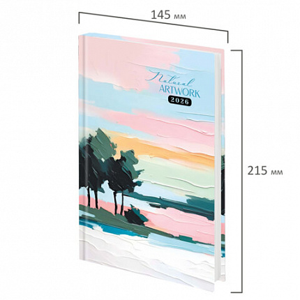 Ежедневник датированный 2026 145х215 мм, А5, STAFF, ламинированная обложка, "Живопись", 117329