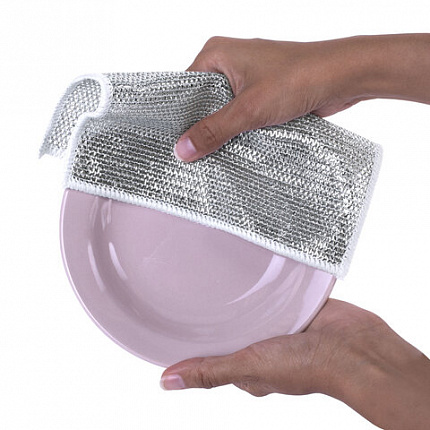 Тряпки-салфетки металлические, сетка-скрабер, 20х20 см, КОМПЛЕКТ 10 штук, для мытья посуды и уборки, не оставляет царапин, LAIMA, 700065