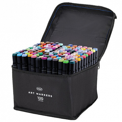 Маркеры для скетчинга двусторонние, НАБОР 120 шт., текстильный чехол, WBZ (ВБЗ), 152576