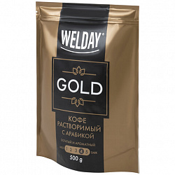 Кофе растворимый WELDAY (ВЭЛДЭЙ) "GOLD" 500 г, БРАЗИЛИЯ, арабика, сублимированный, 622673