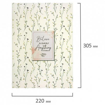 Тетрадь на кольцах БОЛЬШАЯ А4, 215х305 мм, 100 л., твердый картон, клетка, BRAUBERG, "Цветы", 405412