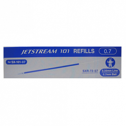 Стержень шариковый масляный UNI "JetStream", 143 мм, СИНИЙ, узел 0,7 мм, линия письма 0,35 мм, SXR-72-07 BLUE