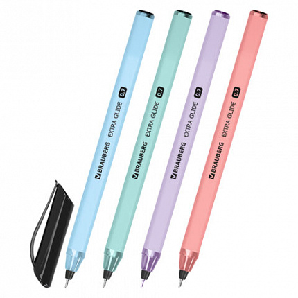 Ручка шариковая масляная BRAUBERG "Extra Glide Softy EL", СИНЯЯ, корпус ассорти, игольчатый наконечник 0,7 мм, линия письма 0,5 мм, 144262