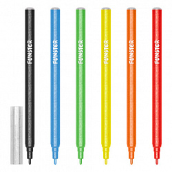 Фломастеры с блестками FUNSTER (ФАНСТЕР) "GLITTER" 6 цветов, ударопрочный наконечник, 152628