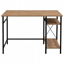 Стол BRABIX "SMART CD-018", 1100х600х765 мм, ЛОФТ, 2 полки, металл/ЛДСП бунратти, каркас черный, 641946