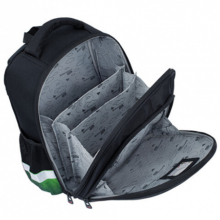 Ранец BRAUBERG KIDS STANDARD, 2 отделения, "Зеленый город", 36х28х14 см, 274428