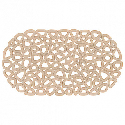 Коврик для ванны противоскользящий 68х37 см, "Треугольники", овальный, бежевый, ПВХ, PRIMILA (ПРИМИЛА), 700380