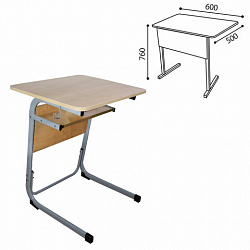 Стол-парта 1-местный нерегулируемый "Атлант", 600х500х760 мм, рост 6, серый каркас, ЛДСП клён