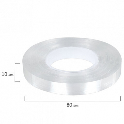 Многоразовая двухсторонняя прозрачная крепежная лента, скотч NANO tape, 5 м x 1 см, толщина 1 мм, WBZ (ВБЗ), 700424
