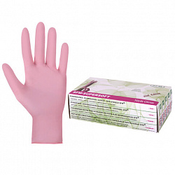 Перчатки нитриловые смотровые SFM Supersoft PINK, Германия, 100 пар (200 шт.), размер S (малый), розовые