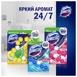 Блок туалетный подвесной твердый 3х55 г, ДОМЕСТОС Сила 5 в 1 "Свежесть океана"