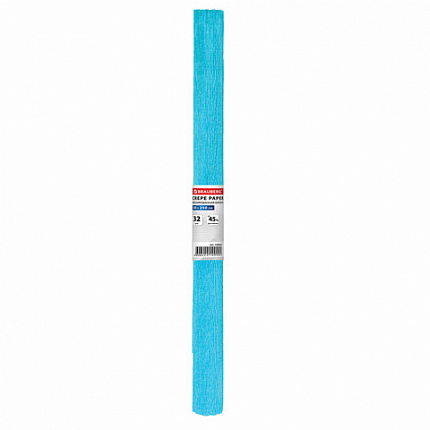 Бумага гофрированная/креповая, 32 г/м2, 50х250 см, голубая, в рулоне, BRAUBERG, 126534