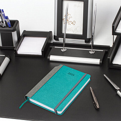 Ежедневник датированный 2026 А5 138x213 мм, BRAUBERG "Mosaic", под кожу, держатель для ручки, бирюза, 117110