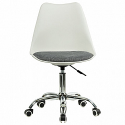 Кресло стул BRABIX "Eames MG-310 CH", хром, пластик белый, ткань серая, 532924