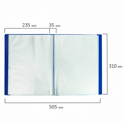 Папка 100 вкладышей BRAUBERG "Office", синяя, 0,8 мм, 222640