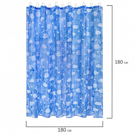 Шторка для ванной ПОЛИЭСТЕР, 180х180 см, кольца в комплекте, МОРЕ, PRIMILA (ПРИМИЛА), 700077