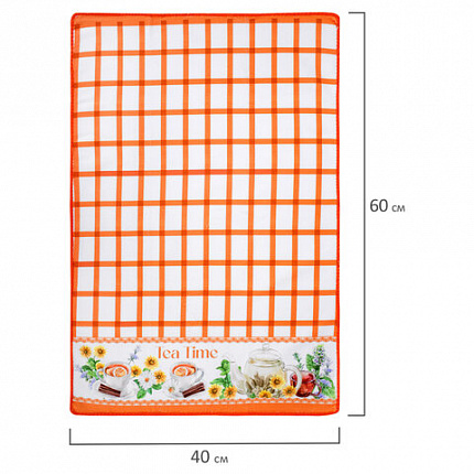 Салфетка из МИКРОФИБРЫ универсальная, 40х60 см, оранжевая клетка, орнамент, 240 г/м2, BOOMHOUSE (БУМХАУС), 700877