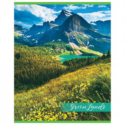 Тетрадь А5, 48 л., HATBER-ECO скоба, офсет №2 ЭКОНОМ, клетка, обложка мелованная бумага, "GreenLand", 075791, 48Т5D1