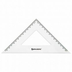 Набор чертежный BRAUBERG (линейка 20 см, 2 треугольника, транспортир), прозрачный, 210853